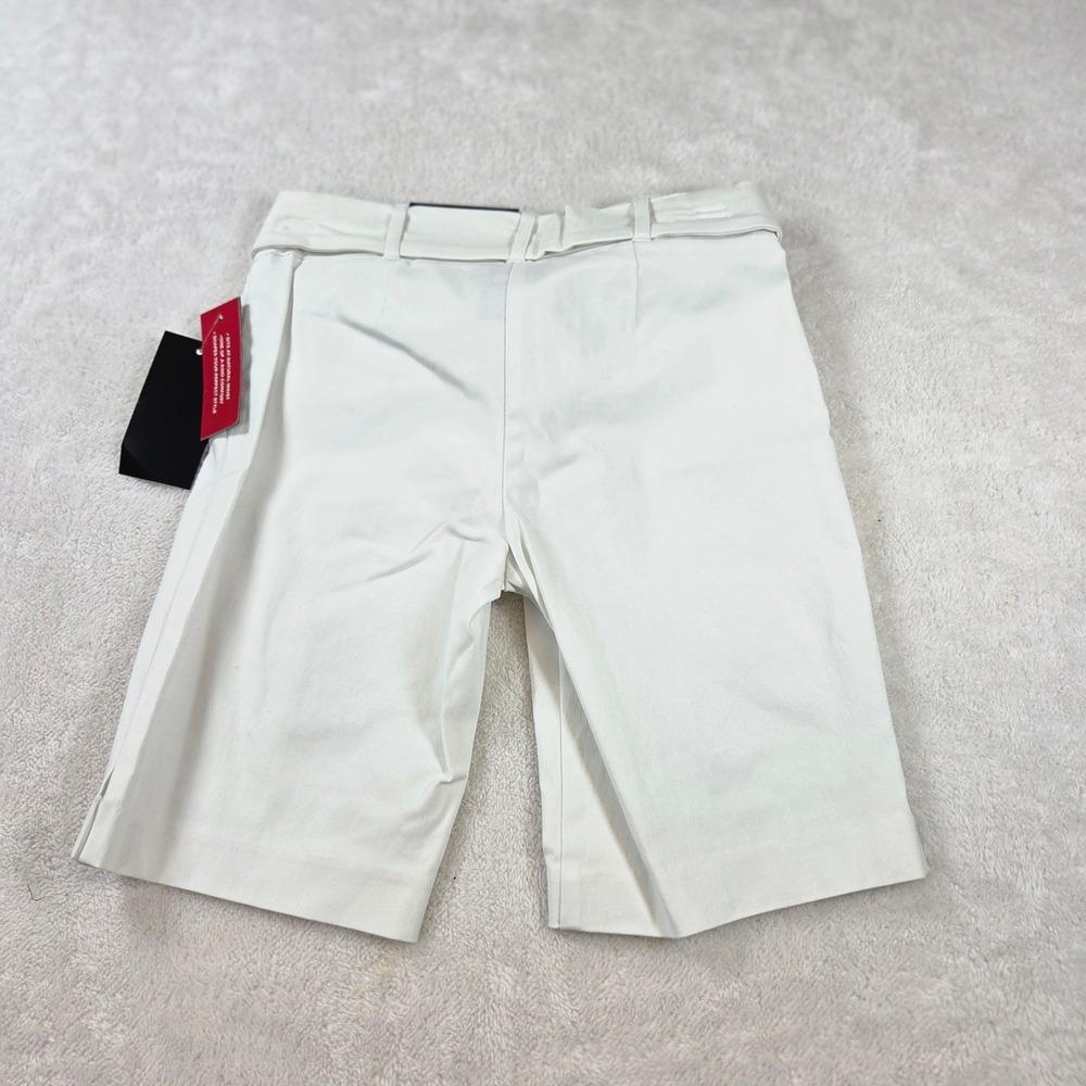 Attyre Petite Samantha Shorts White Bermuda Belted Stretch 122J181 Womens 2P NEW - Picture 2 of 6